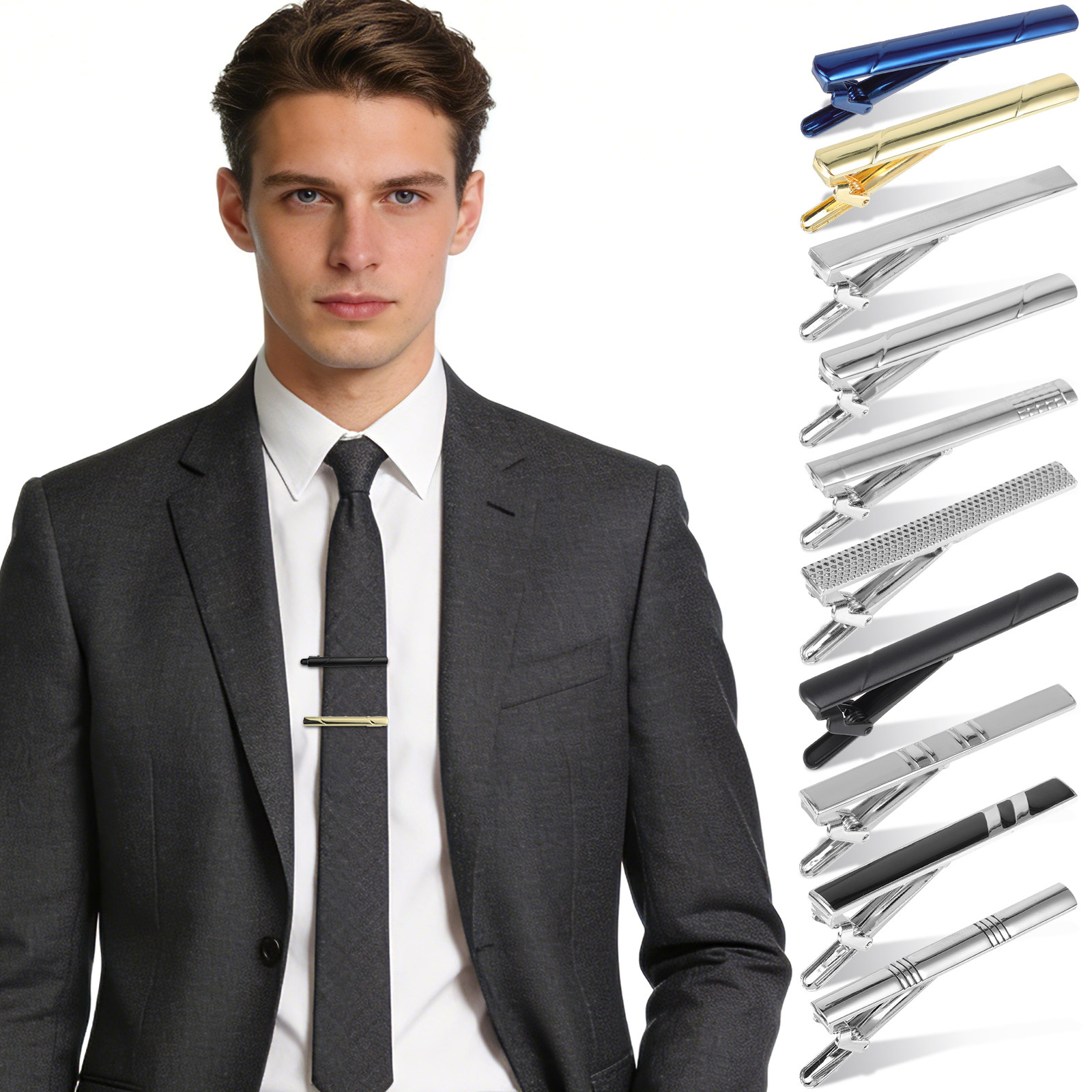 10Pcs Business Tie Clips for M - Tie Bar Set Gift 评论和价格