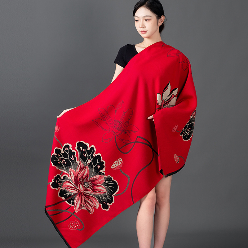 Women Winter Shawl Cashmere Sc - Woven Scarf Blanket 评论和价格