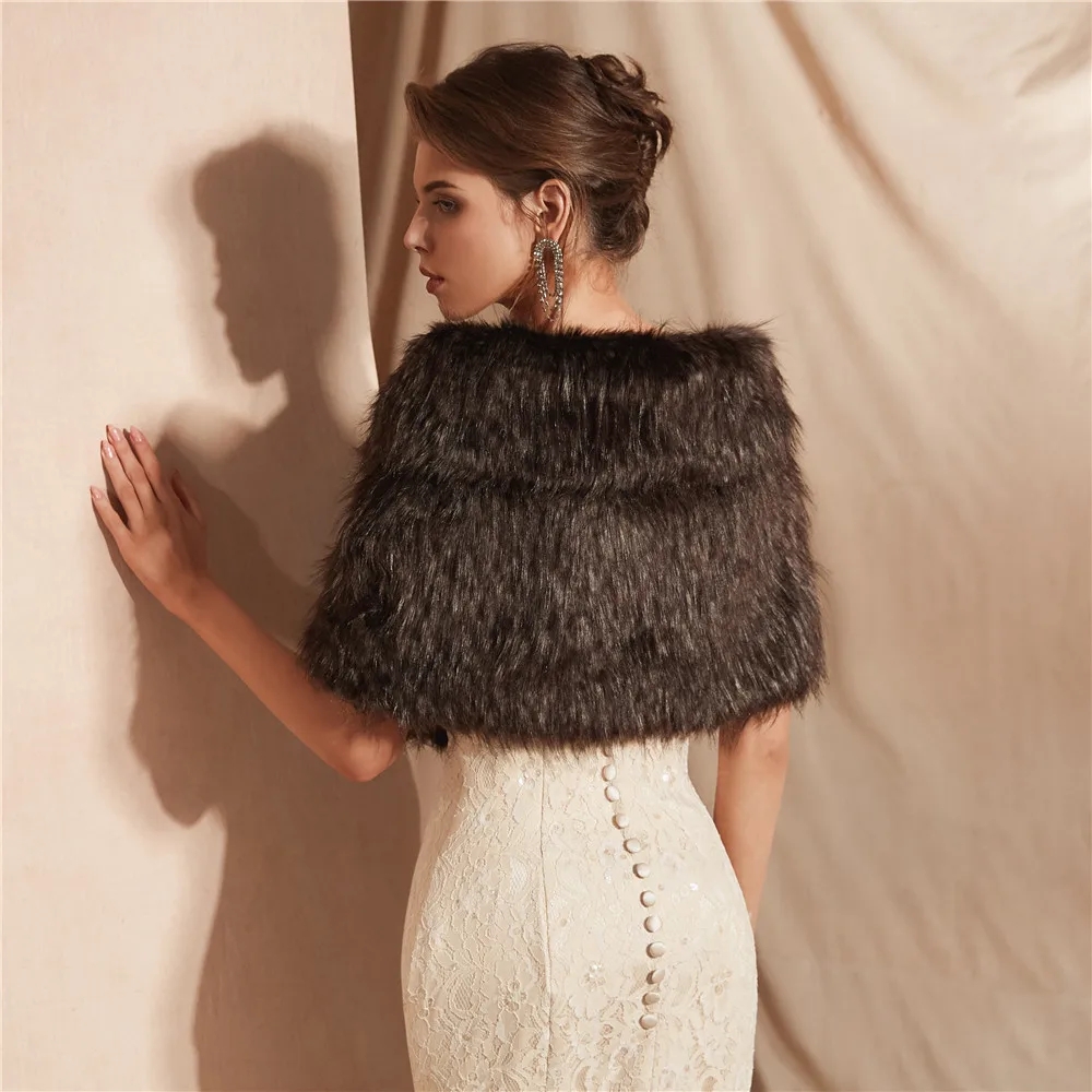 Elegant Faux Fur Bridal Wrap - - Stole Wedding Shawl 评论和价格