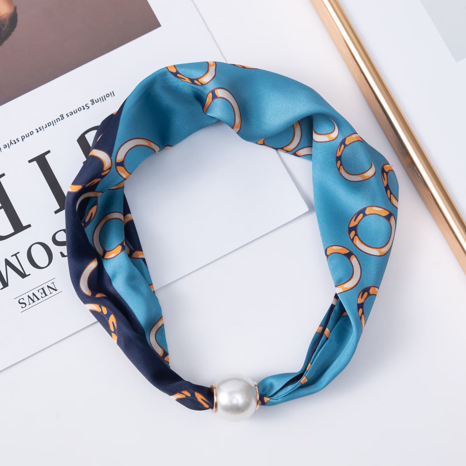 Pearl Necklace New Versatile C - Silk Neck Scarf 评论和价格