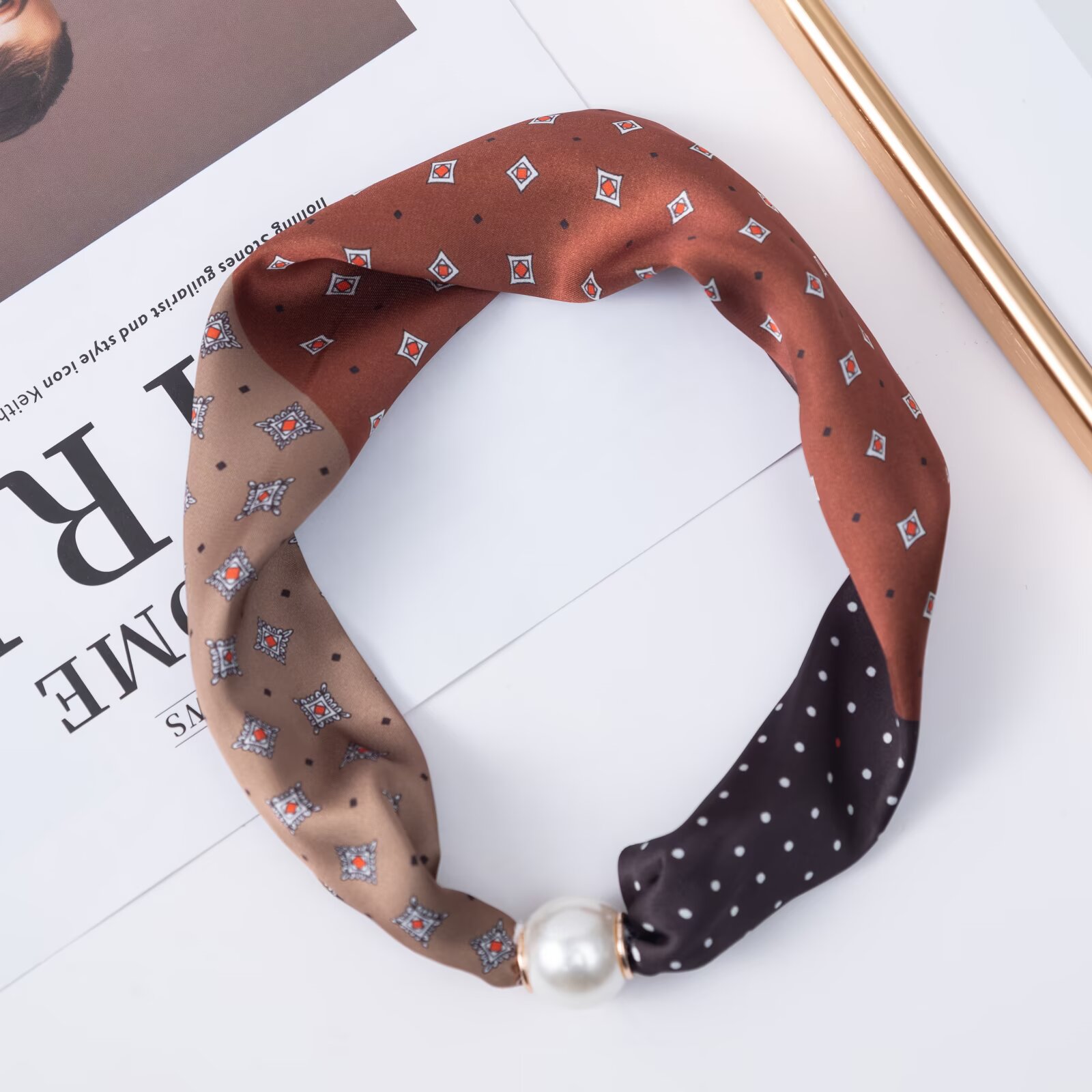 Pearl Necklace New Versatile C - Silk Neck Scarf 评论和价格
