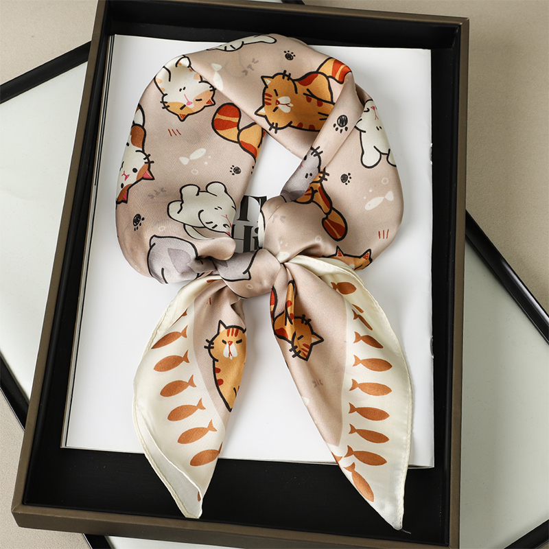 Luxury Silk Shawl Fat Cat Squa - Silk Neck Scarf 评论和价格